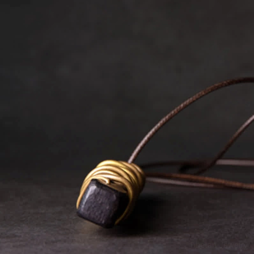 Ebony wood Tibetan zen circle necklace packaging and presentation, showing product authenticity and handmade craftsmanship