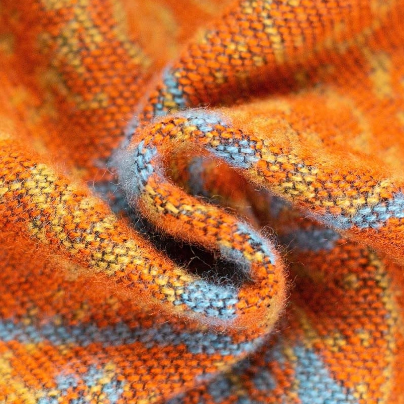 Peach puff colored Tibetan elephant jacquard shawl with soft geometric motifs, elegant wrap