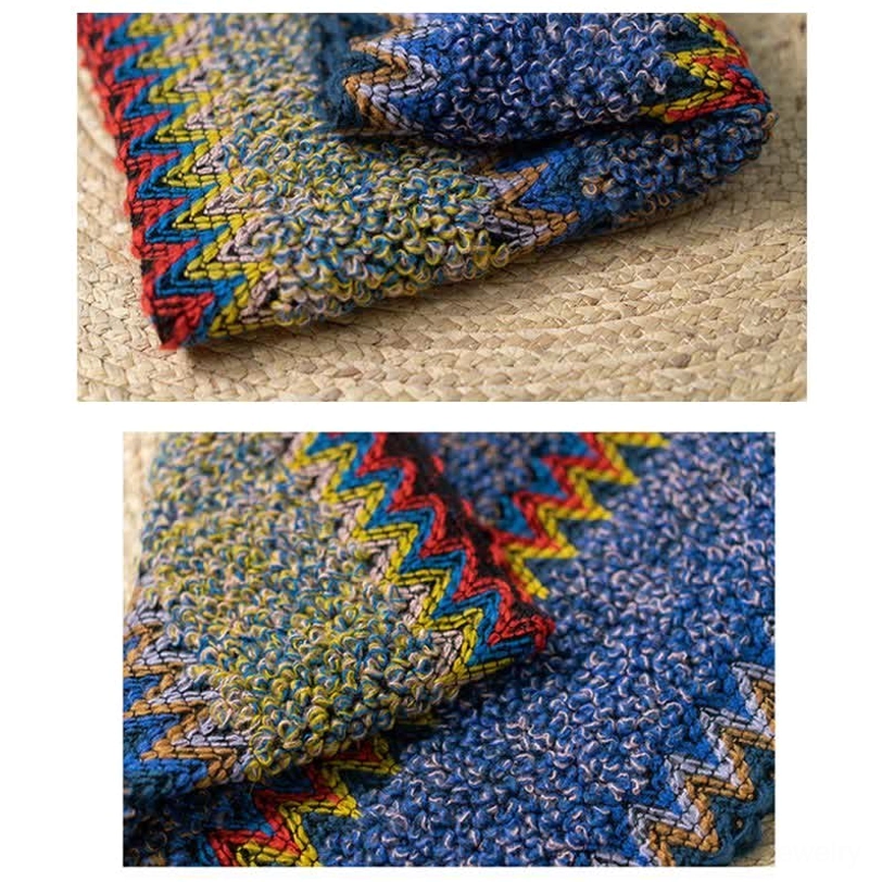 Tibetan ethnic poncho cape showing structural fit and proportions with generous coverage design