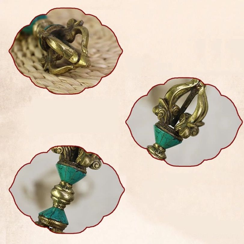 Tibetan five-prong copper vajra dorje ritual object for meditation and spiritual practice
