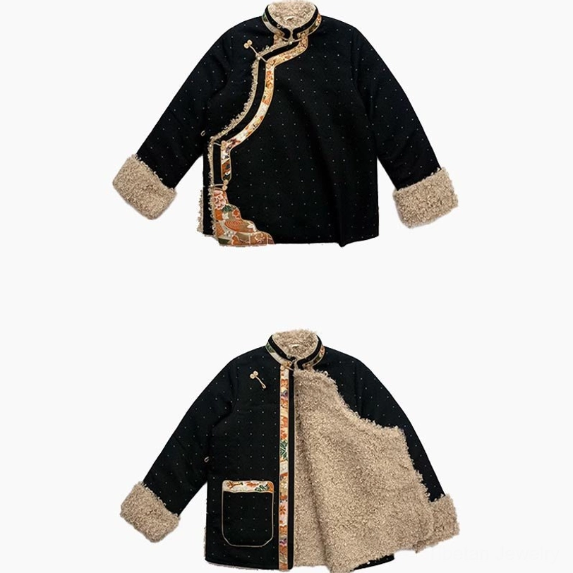 Tibetan fleece-lined top lifestyle image showing versatile wear for winter and cultural occasions