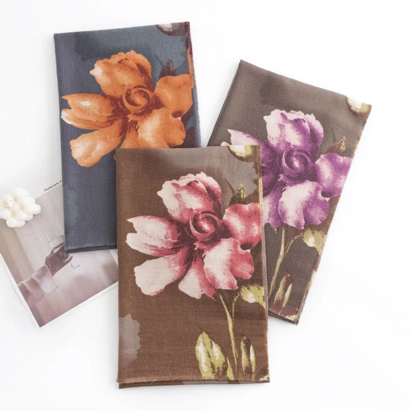 Tibetan scarf color options in complementary earth tones and warm floral prints