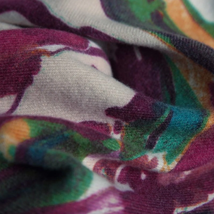Tibetan watercolor floral shawl alternative color variation and print placement showcase