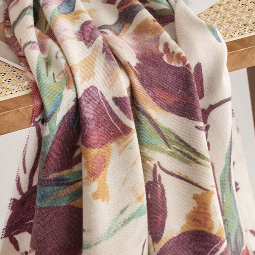 Tibetan floral print shawl alternative styling view emphasizing versatility and comfortable wear