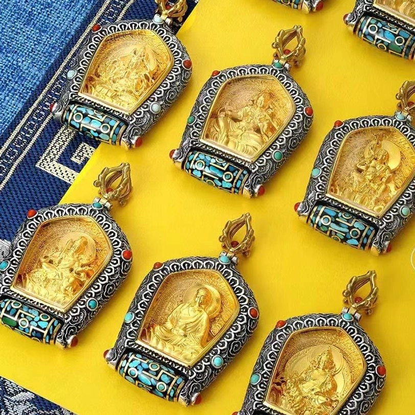 Multiple Tibetan guardian Buddha pendants collection display all zodiac styles