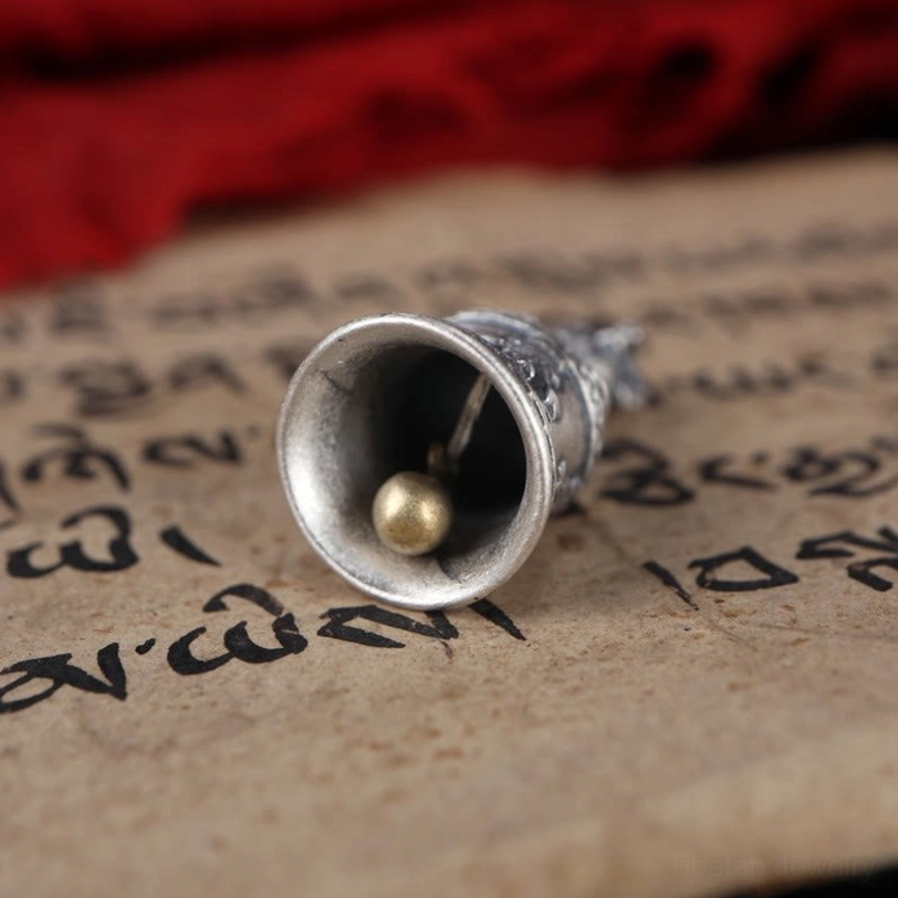 Tibetan handmade dorje bell pendant combining male and female spiritual principles for enlightenment journey