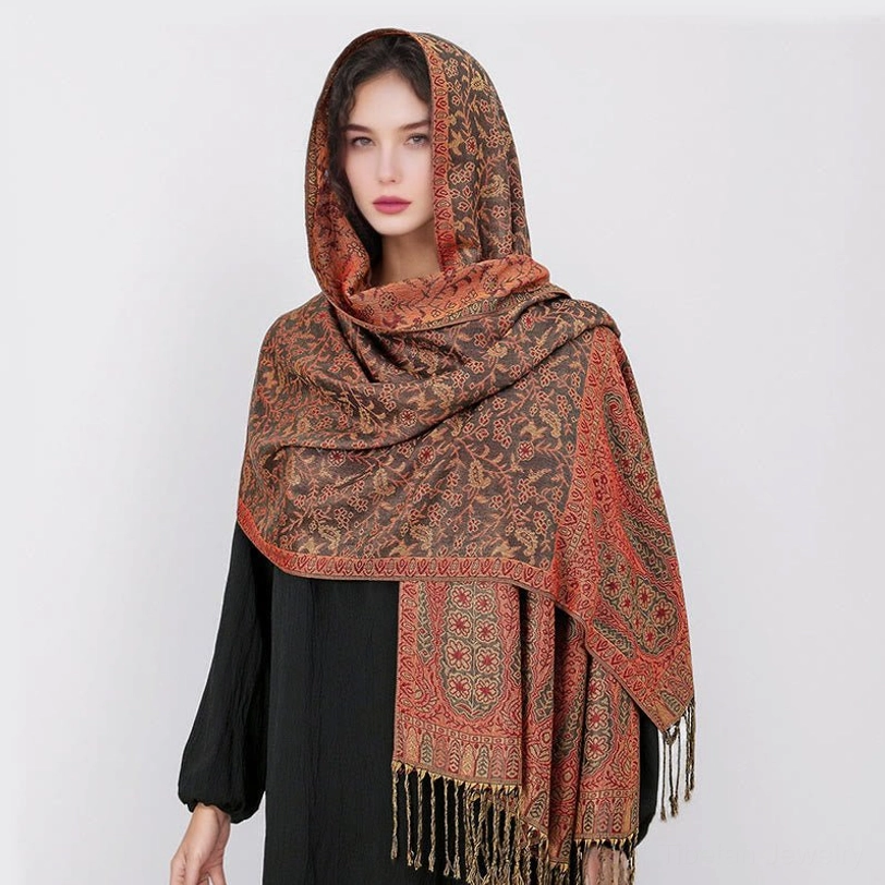 Tibetan handwoven tassel shawl lifestyle styled photo demonstrating integration into mindful wellness and spiritual practice routines