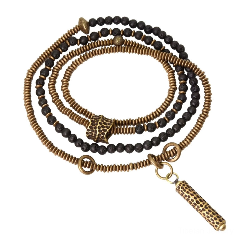 Tibetan healing bracelet lava rock and brass materials premium quality unboxed display