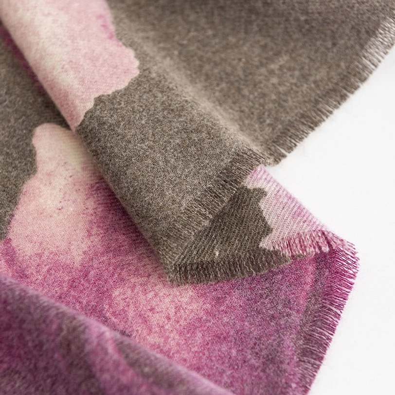 Tibetan floral winter scarf folded for gift presentation or storage showing beautiful print design