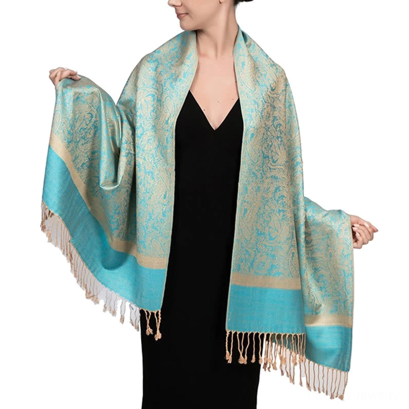 Tibetan jacquard shawl meditation and yoga styling