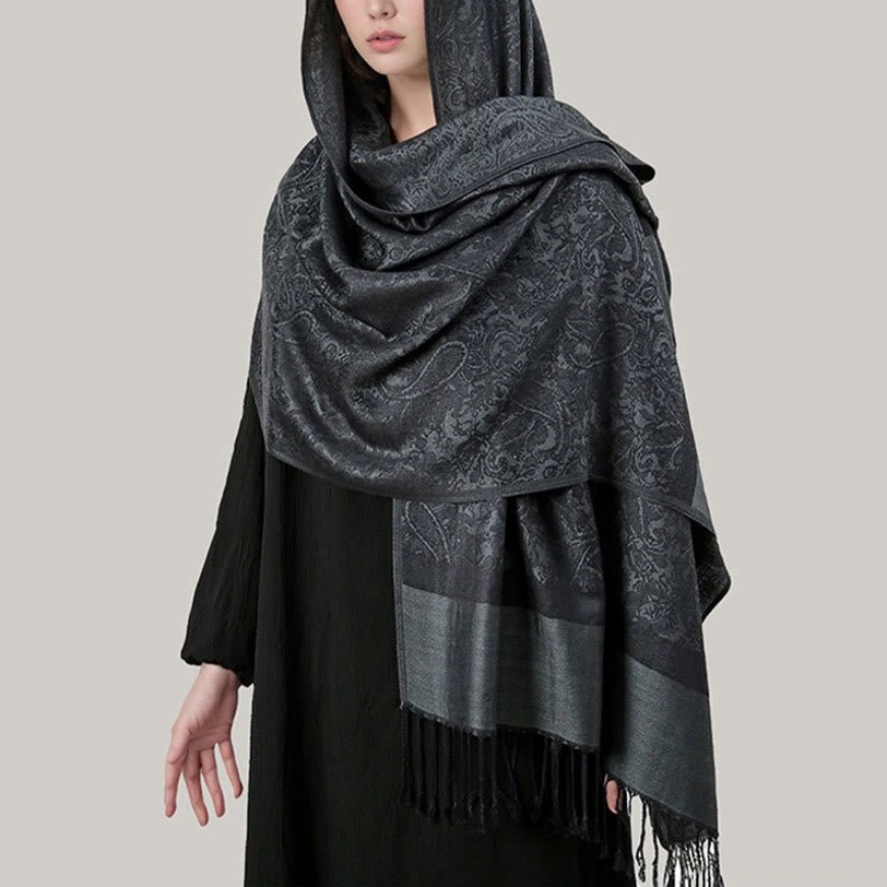 Tibetan jacquard shawl natural dyeing detail - eco-friendly materials