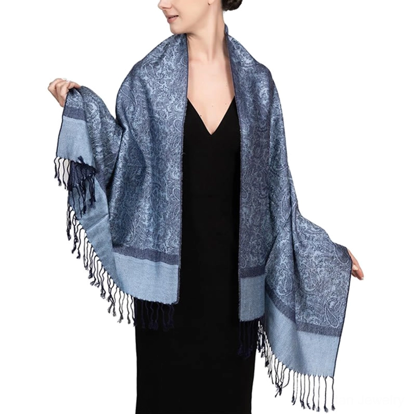 Tibetan jacquard shawl color swatch - texture and material quality