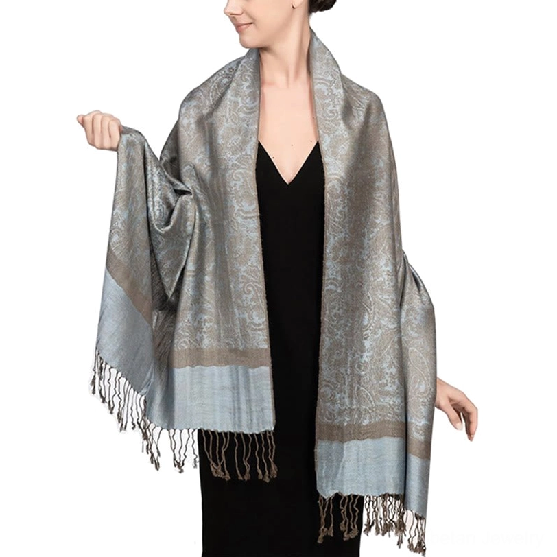 Tibetan jacquard wrap versatility - multiple styling uses