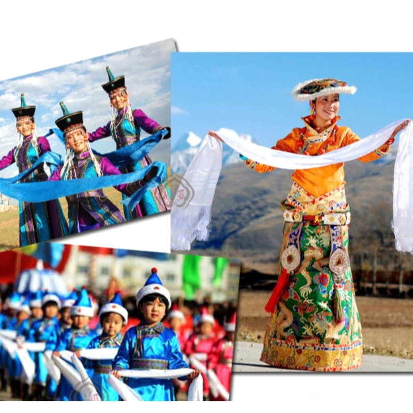 Tibetan five-color khata scarves showing cultural heritage and Buddhist ceremonial tradition with authentic craftsmanship