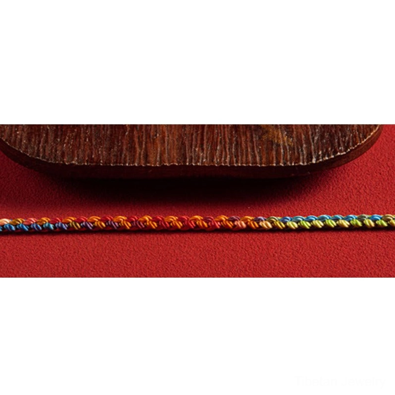 Tibetan four seasons bracelet showing intricate King Kong knot weaving technique and color gradient