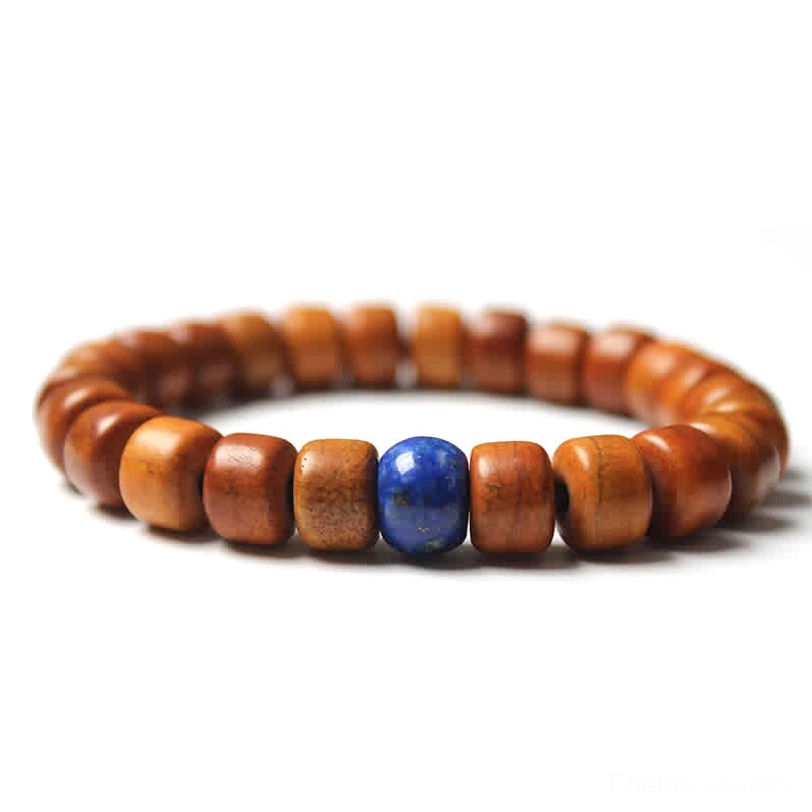 Tibetan lazurite blue stone bead bracelet for balance serenity and spiritual insight