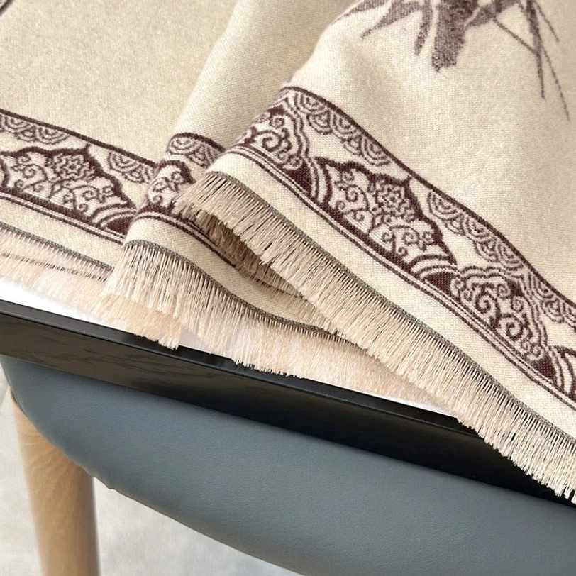Light pink Tibetan scarf color tone and floral bird print pattern showcase
