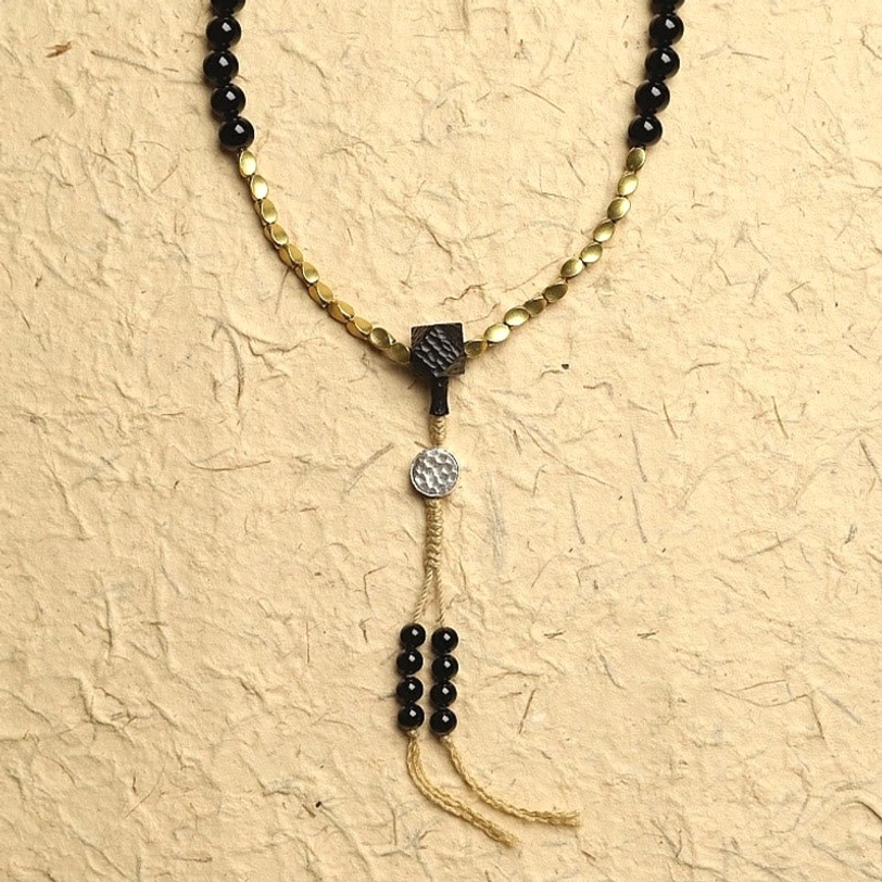 Tibetan mala bead bracelet natural stones black onyx protection grounding jewelry