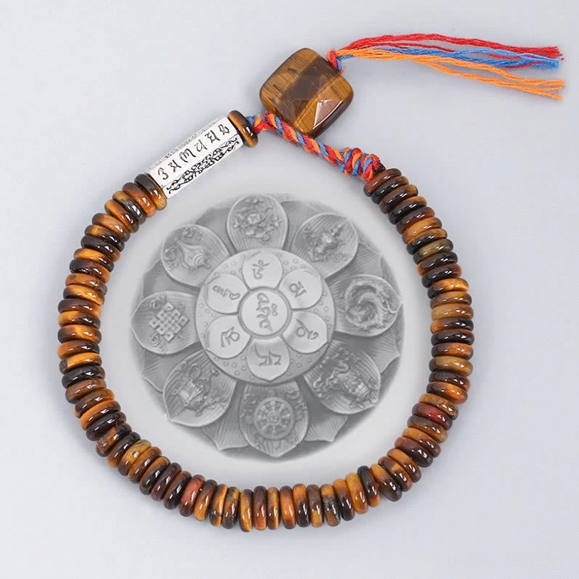 Tibetan Buddhist mala bracelet with om mani padme hum mantra charm for meditation and spiritual practice