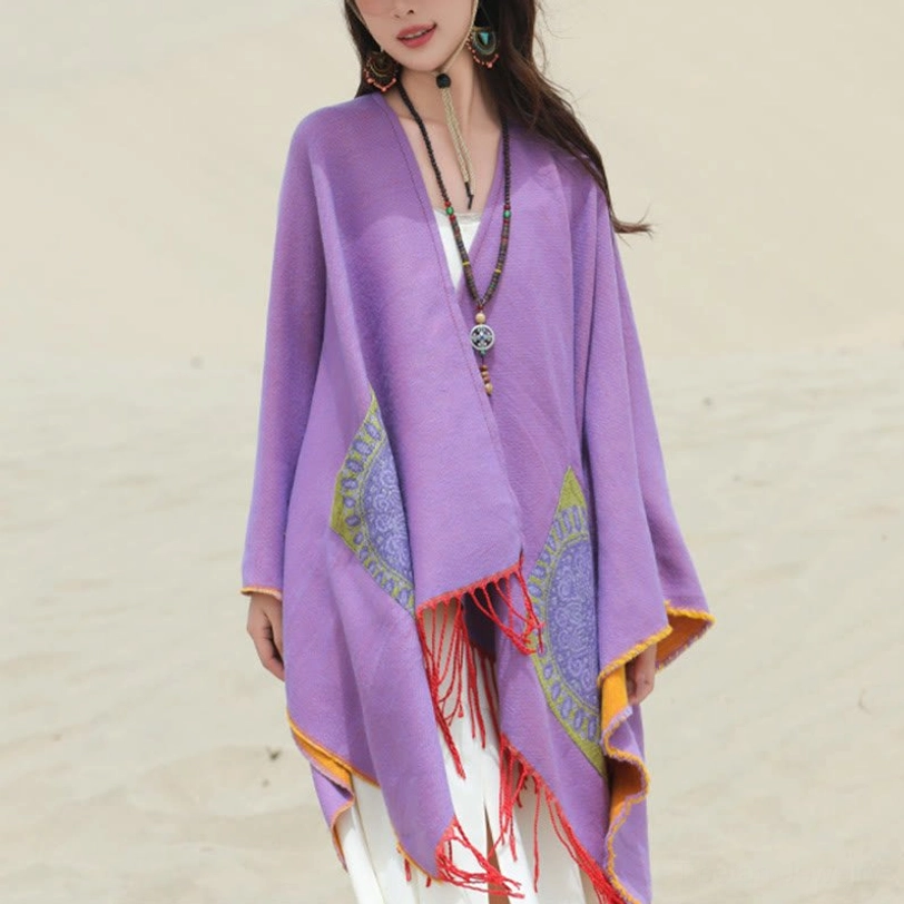 Orchid Tibetan mandala poncho geometric design showcase