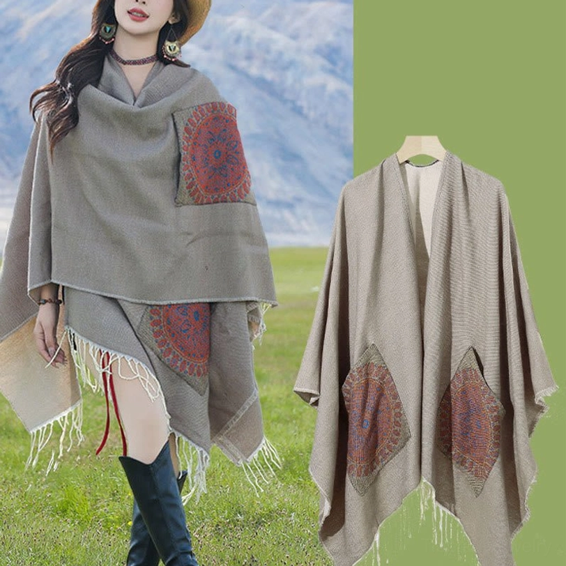 Tibetan mandala shawl size measurement guide 140x155cm