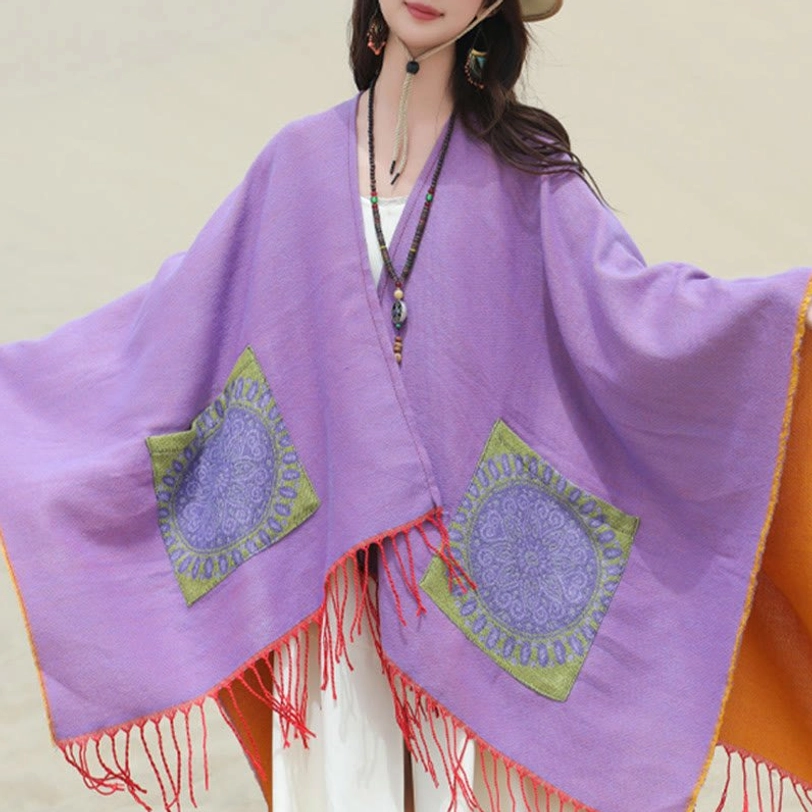 Orchid geometric mandala wrap shawl outdoor wearing