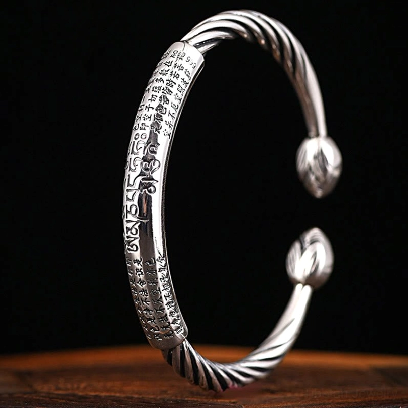 Tibetan Buddhist mantra copper cuff bracelet for meditation and mindfulness