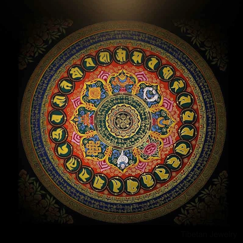 Tibetan Om Mani Padme Hum mandala thangka random style collection with multiple design variations available
