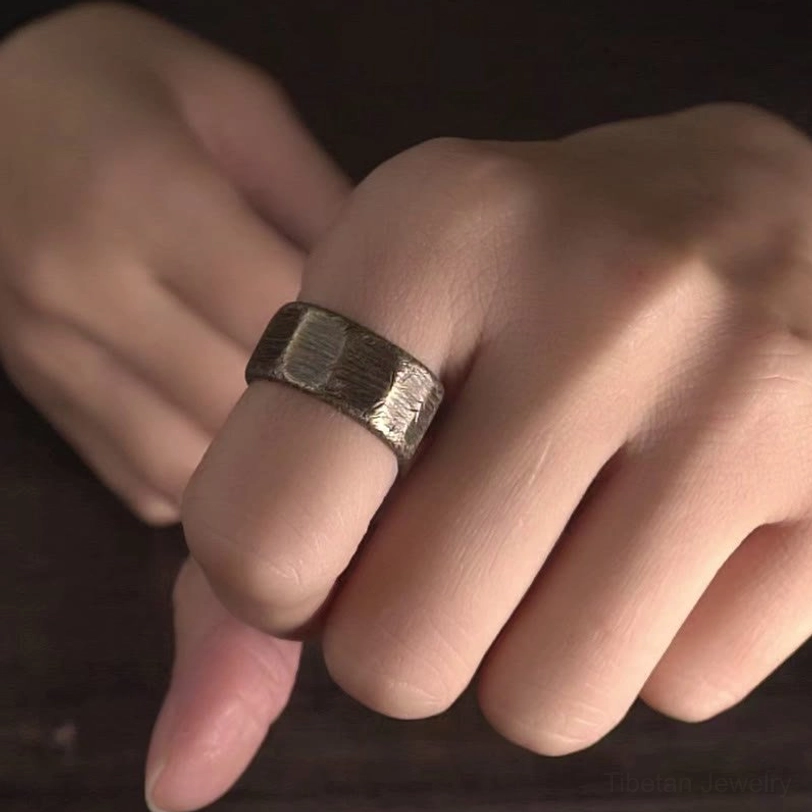 Open design Tibetan prosperity ring - adjustable sizing feature allowing free energy flow and flexibility