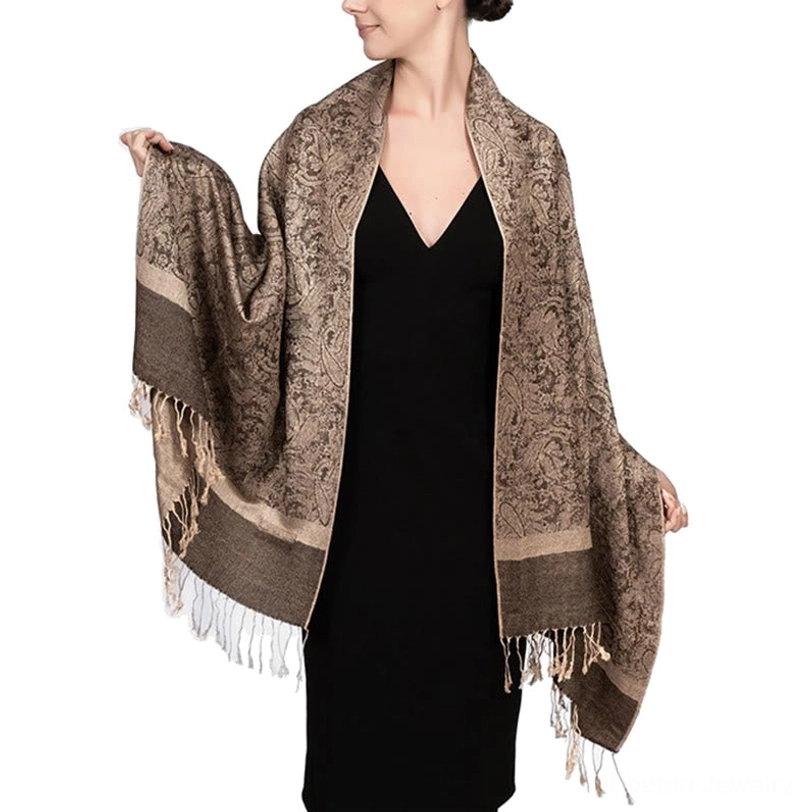 Tibetan paisley jacquard shawl cultural heritage detail