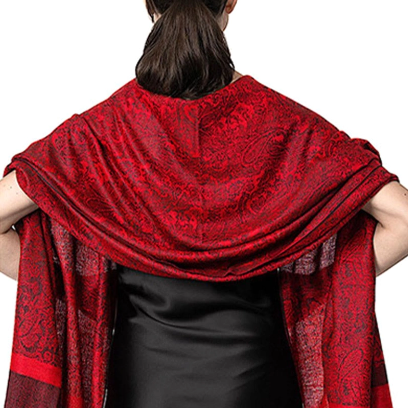 Tibetan paisley jacquard shawl dimensions and size - product measurement