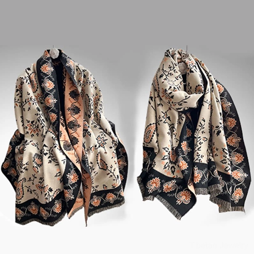 Tibetan paisley winter shawl handcrafted by master artisans with ethical sourcing and heritage