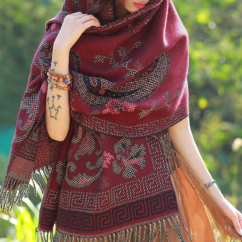 Tibetan paisley shawl gift presentation showcasing packaging and suitability as meaningful cultural gift for conscious consumers