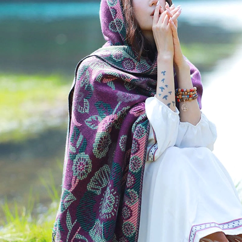 Tibetan jacquard paisley shawl as meditation and mindfulness tool for spiritual practitioners and yoga enthusiasts