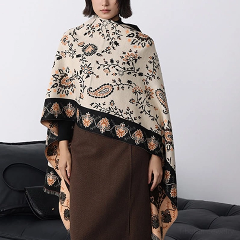Tibetan handwoven paisley shawl perfect for travel wrap and meditation practice accessory