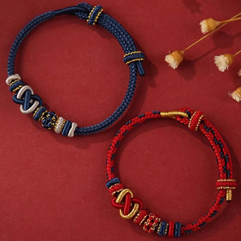 Tibetan peace knot blessing bracelet worn lifestyle shot demonstrating comfort and spiritual significance for daily wear