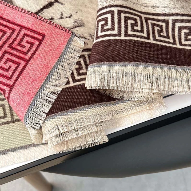Tibetan plum blossom scarf product showcase highlighting handwoven quality and traditional ink artistic details