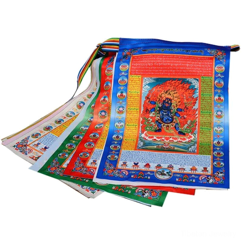 Tibetan windhorse prayer flag 10 colors set with longevity and environmentally friendly natural materials