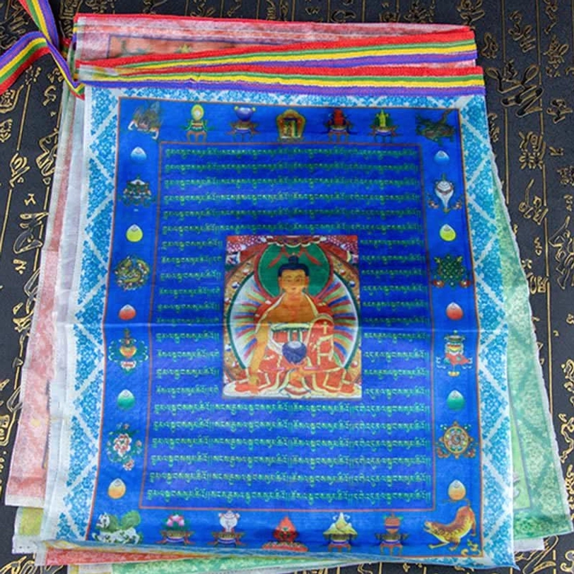 Tibetan five-sacred-elements prayer flag perfect for outdoor balcony meditation and spiritual practice space