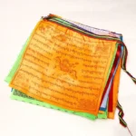 Tibetan windhorse prayer flags set 20 pieces stacked overhead view showing colorful fabric