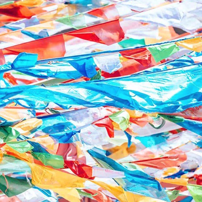 Tibetan prayer flags sustainability eco-friendly natural materials environmental consciousness