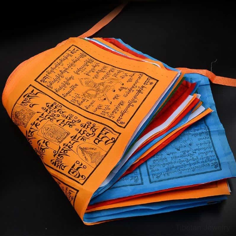 Tibetan prayer flags total length 22.5 meters 73.82 feet extended display measurement