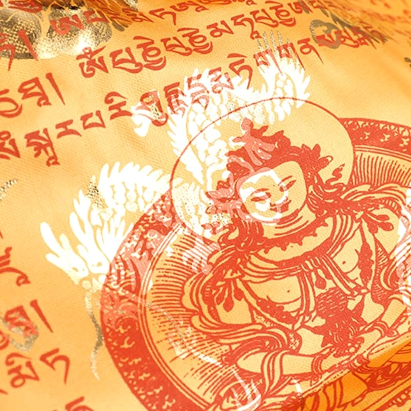 Tibetan prayer flag installation guide showing proper hanging method for outdoor blessing and spiritual energy circulation