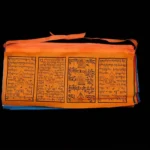 Tibetan 5-color windhorse prayer flags sample bag showing printed textile detail and colorful trim
