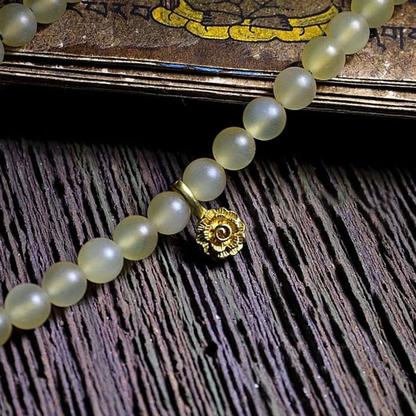 Tibetan prayer mala beads 108 count with natural horn material and traditional tassel pendant