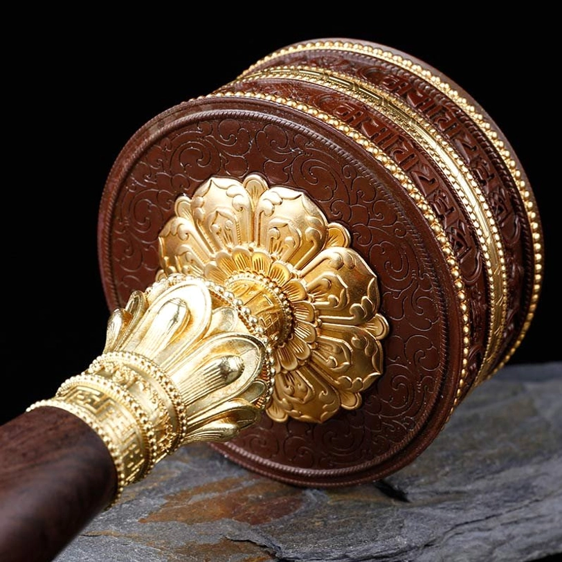 Prayer wheel spiritual meditation tool with handcrafted copper construction