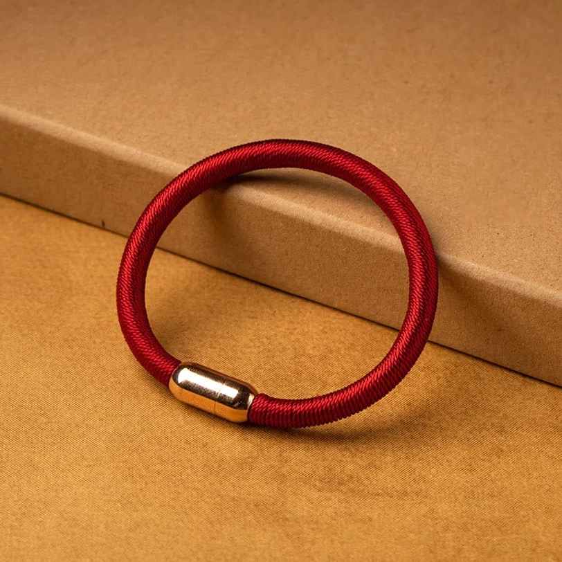 Red braided rope Tibetan Vajra Knot simple design protection bracelet with magnetic clasp