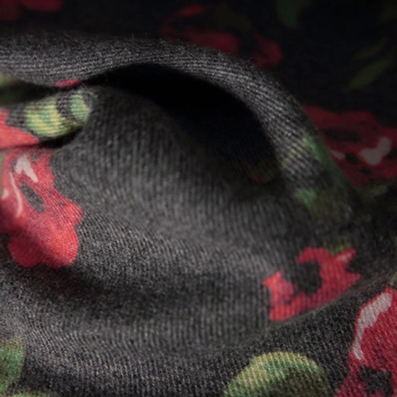 Premium Tibetan rose floral wrap displaying soft polyester blend and fine weaving craftsmanship