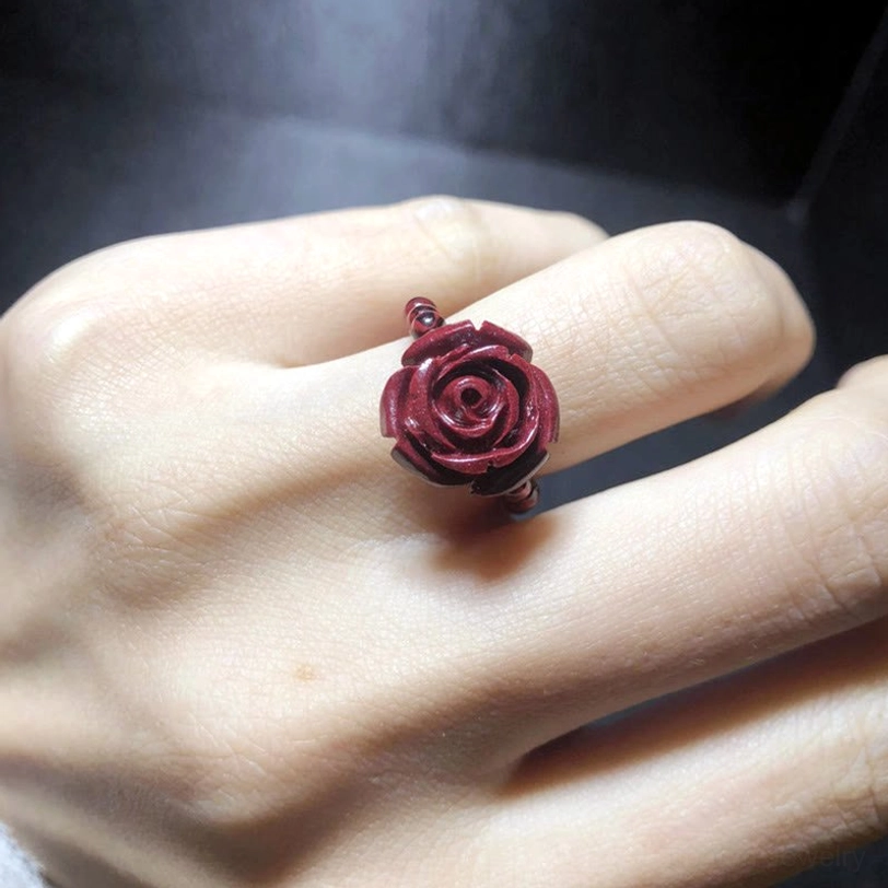 Tibetan Om Mani Padme Hum sacred mantra ring with cinnabar and PiXiu charm for meditation and spiritual connection