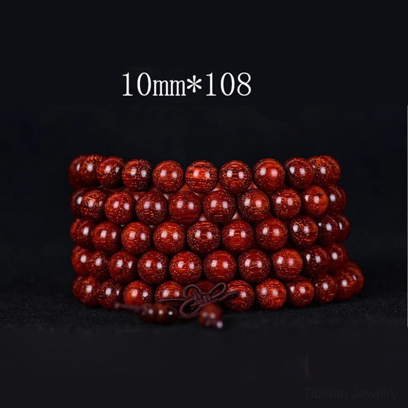 10mm bead Tibetan red sandalwood mala bracelet with 108 beads and brown tassel, classic meditation tool